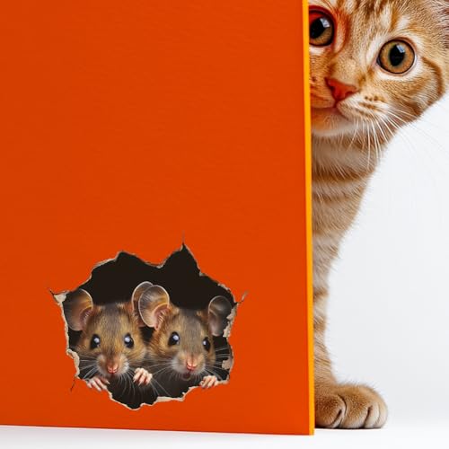 beinkmake Mouse Hole 3D Wall Stickers Sets Realistic Mice Wall Decal Fun Adorable Cartoon Art Wall Clings Hole Covering for Classroom Home Living Room Nursery Bedroom Bookcase - Image 4