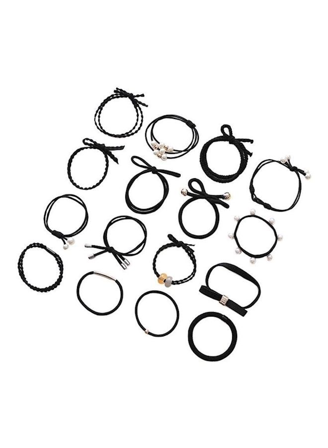 NIBEMINENT 12-Piece Elastic Hair Band Set Black/White/Gold