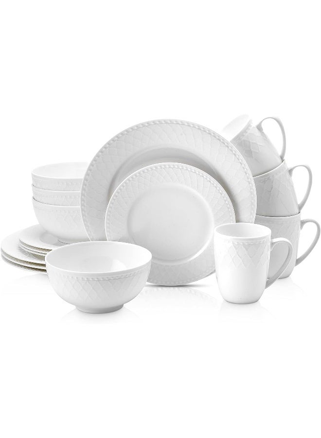 Stone Lain Alexandria 16Piece Dinnerware Set Bone China White - Image 1