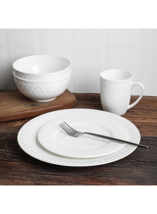 Stone Lain Alexandria 16Piece Dinnerware Set Bone China White - Image 4