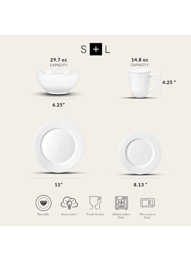 Stone Lain Alexandria 16Piece Dinnerware Set Bone China White - Image 2