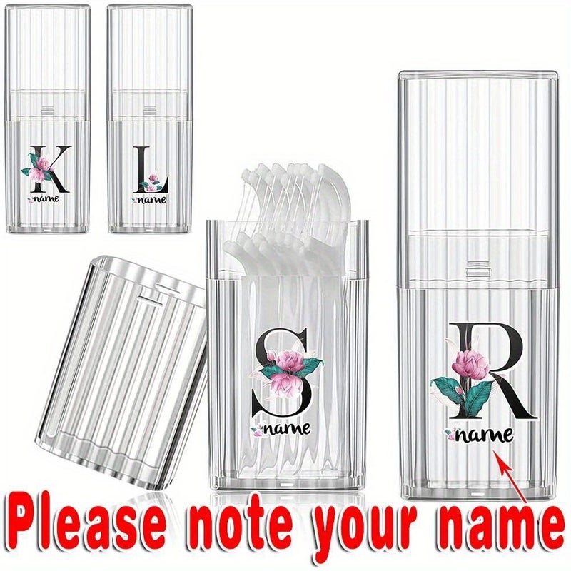 Personalized Travel Dental Floss Box Holder For Small Items Featuring A Style B Transparent Dispenser Container Suitable For Band Aids Swabs And Toothpicks Waterproof Organizer Perfect For Outdoor Customization With Name - Image 1