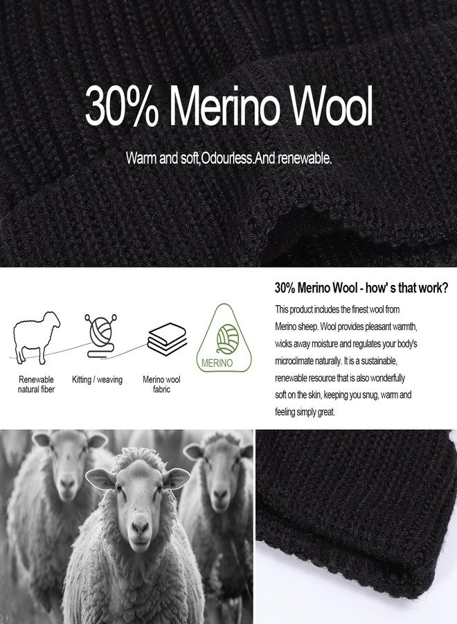 Ztl Men Women Merino Wool Beanie Hat Fleece Lined Ski Cap for Cold Weather & Large Heads(Black,XXL) - Image 2
