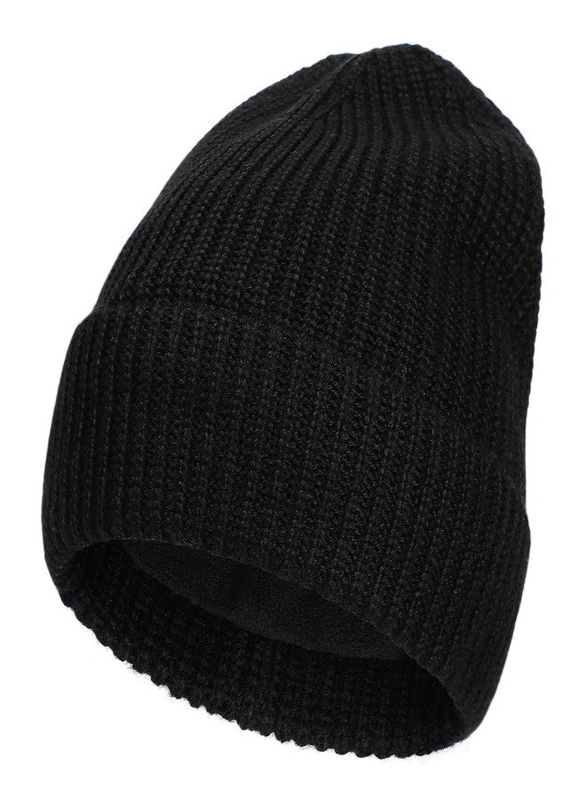 Ztl Men Women Merino Wool Beanie Hat Fleece Lined Ski Cap for Cold Weather & Large Heads(Black,XXL) - Image 1