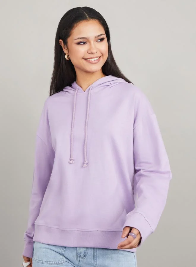 Styli Solid Drop Shoulder Hoodie
