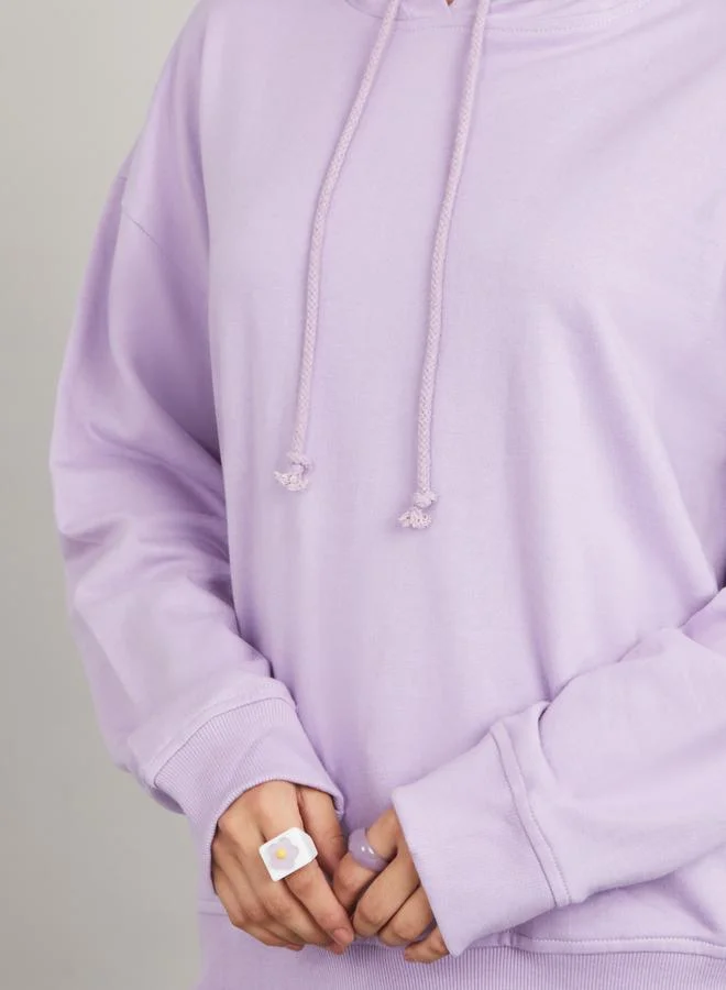 Styli Solid Drop Shoulder Hoodie