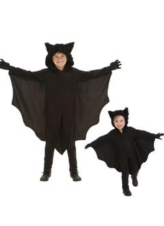 CityRiya-Long Halloween Bat Costumes for Kids, Vampire Bat Halloween Costumes, Black Bat Children Halloween Cosplay Costume Set, Zipper Dress for Girls, Animal Cosplay Dress Up Cosplay Bat Cape for Boys Girls Size XL  - Image 1