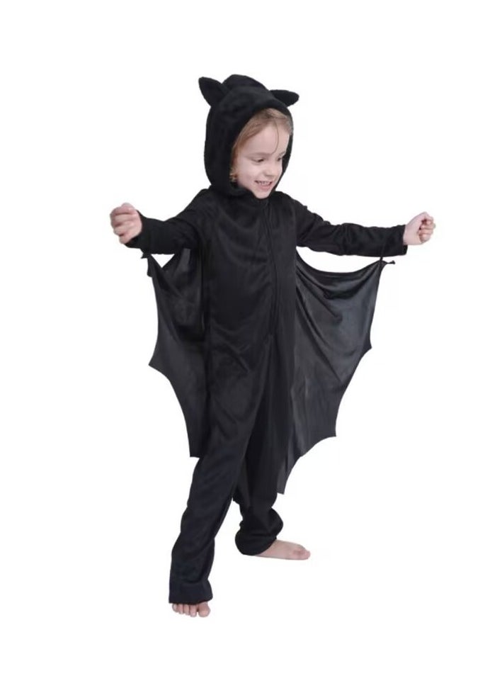 CityRiya-Long - Halloween Bat Costumes for Kids, Vampire Bat Halloween Costumes, Black Bat Children Halloween Cosplay Costume Set, Zipper Dress for Girls, Animal Cosplay Dress Up Cosplay Bat Cape for Boys Girls Size XL - Image 1