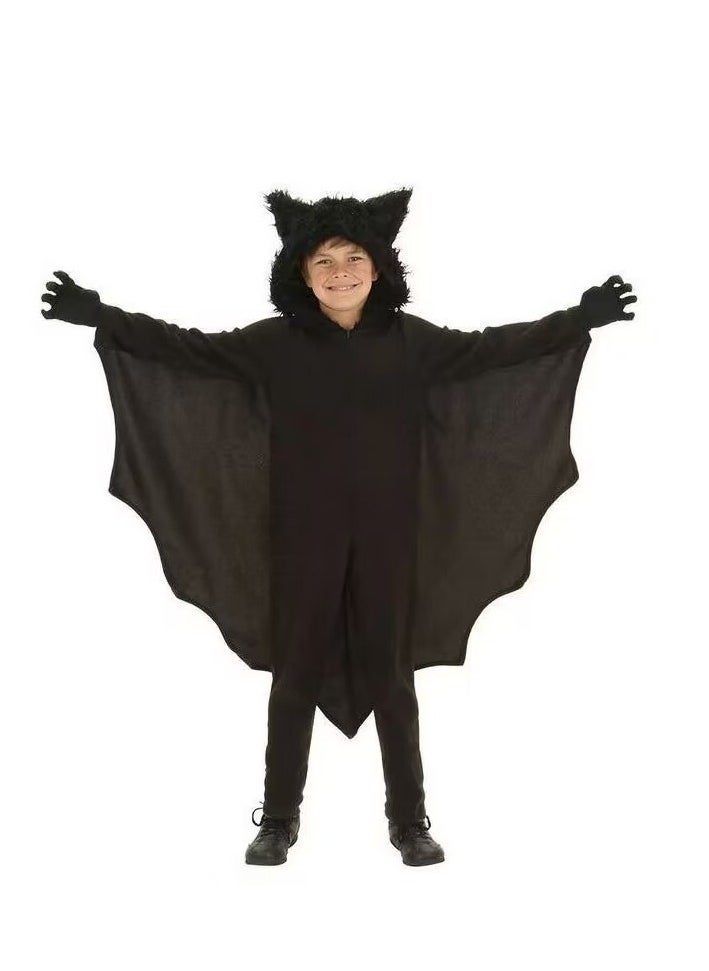 CityRiya-Long - Halloween Bat Costumes for Kids, Vampire Bat Halloween Costumes, Black Bat Children Halloween Cosplay Costume Set, Zipper Dress for Girls, Animal Cosplay Dress Up Cosplay Bat Cape for Boys Girls Size XL - Image 1