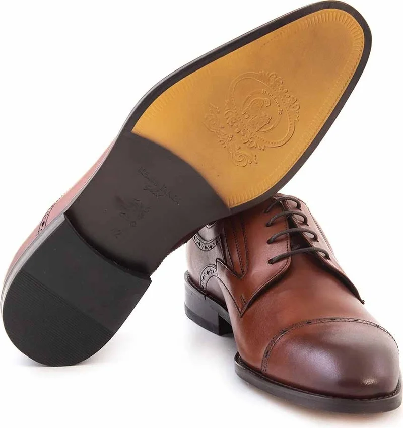 Kemal Tanca Gold Leather Laced Men's Classic Shoes 66-109