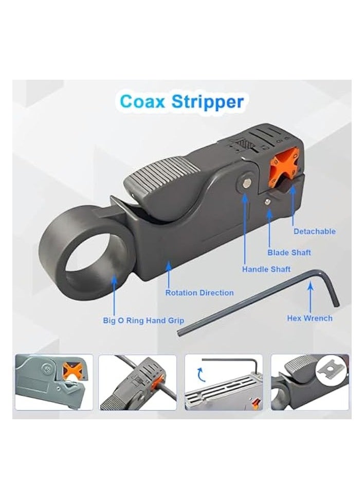 PROMASS Crimping Tool Kit for RJ11/RJ12/RJ45/CAT5/CAT6/Cat5e, Professional Computer Maintenance Lan Cable Tester Network Repair Tool Portable Cable Crimper Teaser Wire Stripper 50pcs Crystal Head Packing Bag  - Image 4