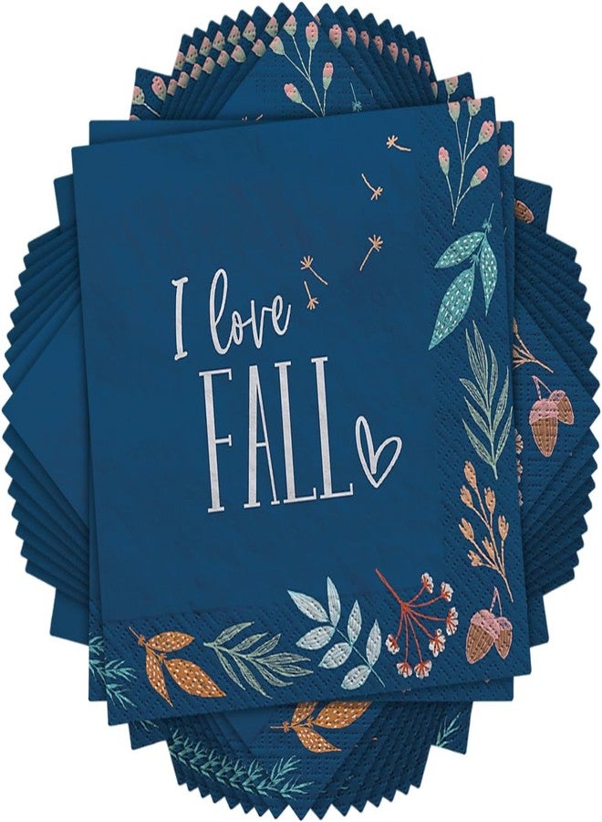 Amscan Multicolor Fall Gather Paper Napkins (Pack of 40) - Perfect for Autumn, Thanksgiving & Fall Events, 6.5" x 6.5"