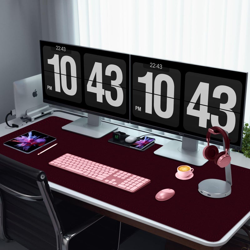 METEOROCK Large Desk Mat 35.4" x 17", PU Leather Desk Pad Protector, Non-Slip Large Mouse Pad for Desk, Waterproof Computer Desk Mat, Office Desk Pad for Keyboard Mouse, Desk Writing Mat (Burgundy) - Image 5