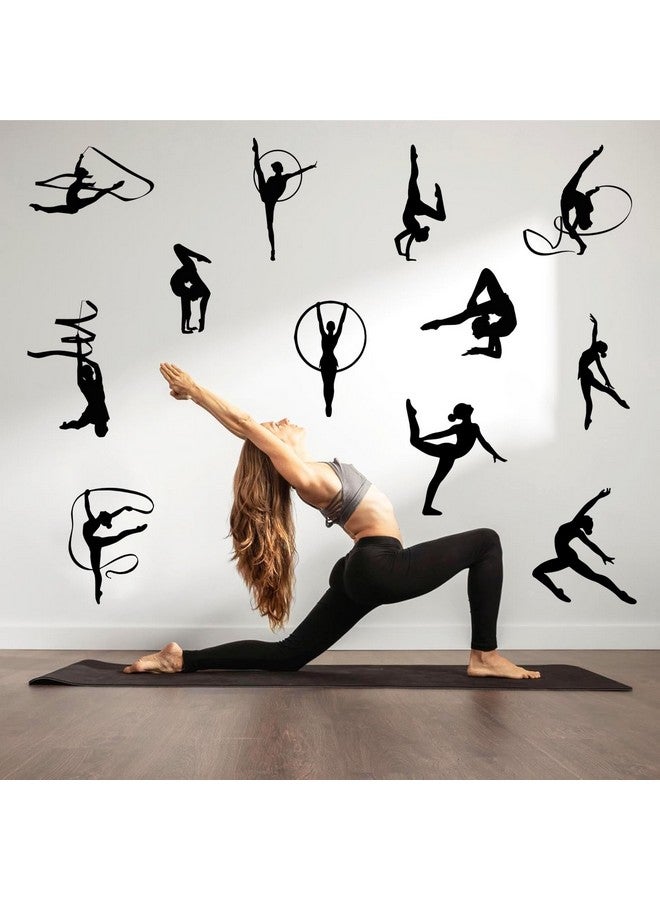 MEFOSS Black Dance Girl Wall Stickers Gymnastics Wall Decal Peel and Stick Removable Wall Stickers Girls Bedroom Dance Yoga Room Nursery Decor Set - Image 1