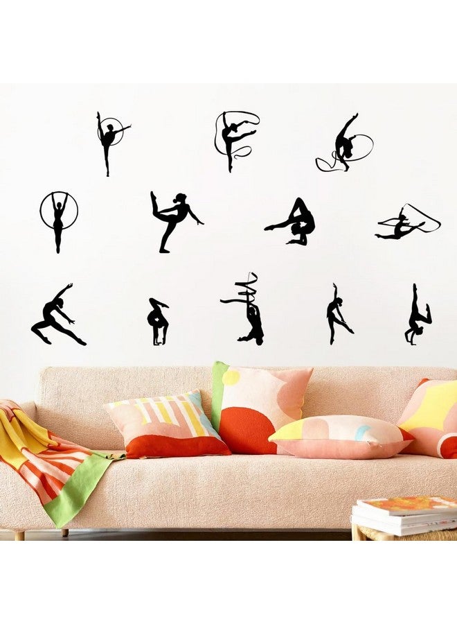 MEFOSS Black Dance Girl Wall Stickers Gymnastics Wall Decal Peel and Stick Removable Wall Stickers Girls Bedroom Dance Yoga Room Nursery Decor Set - Image 2