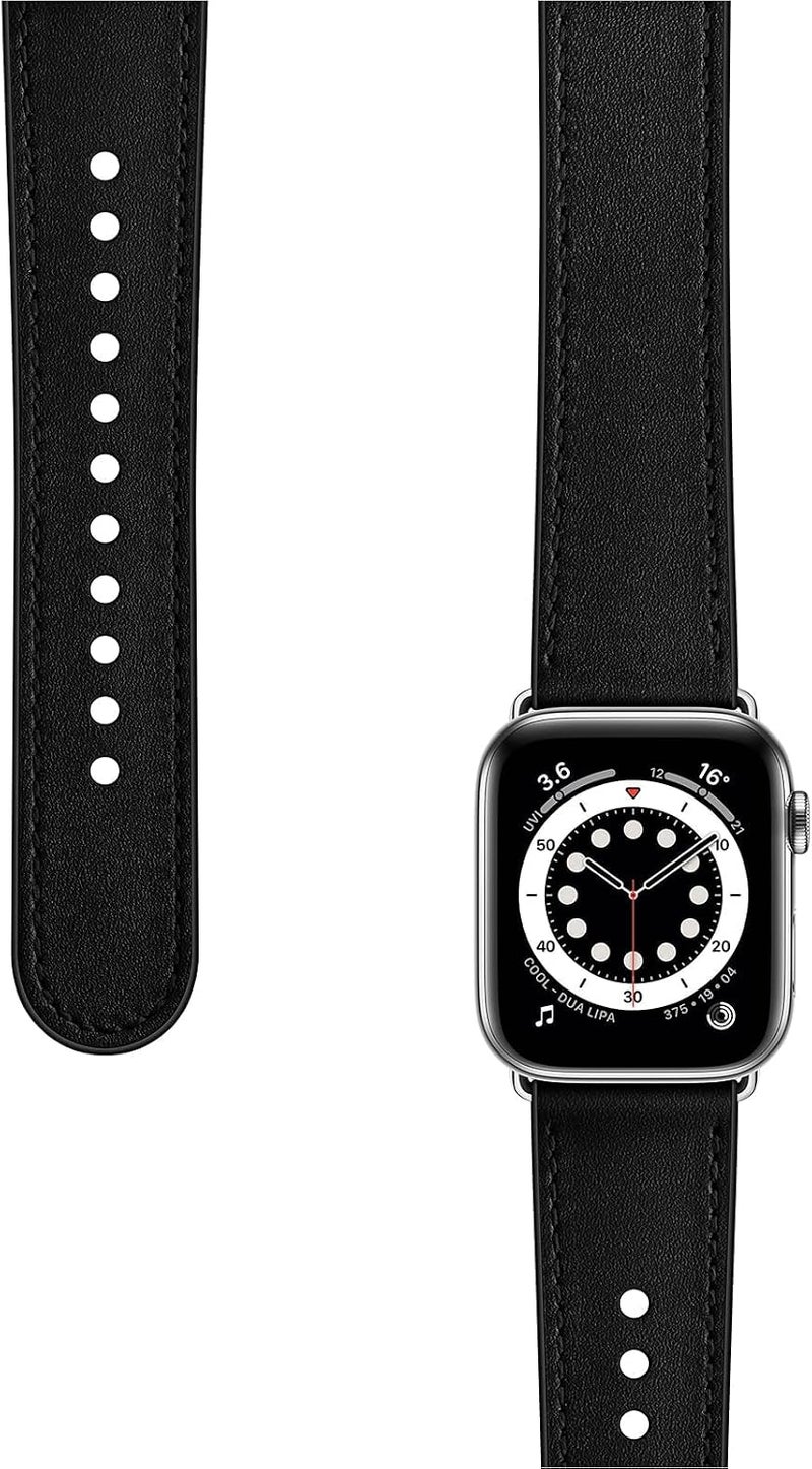 سوار OUHENG المتوافق مع Apple Watch مقاس 45مم 44مم 42مم 41مم 40مم 38مم، سوار بديل من الجلد الطبيعي لساعة iWatch SE والسلسلة 7 6 5 4 3 2 1 - Image 3