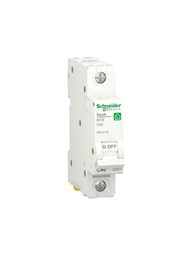 Schneider Electric Resi9 Miniature Circuit Breaker (Mcb), 1P, 40A, C Curve, 4500A, Iec/En 60898,1