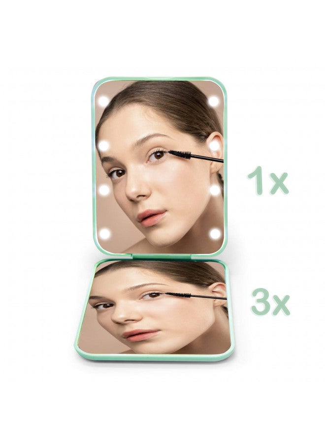 Kintion Pocket Mirror, 1X/3X Magnification LED Compact Travel Makeup Mirror with Light for Purse, 2-Sided, Portable, Folding, Handheld, Small Lighted Mirror for Gift, Cyan - Image 3