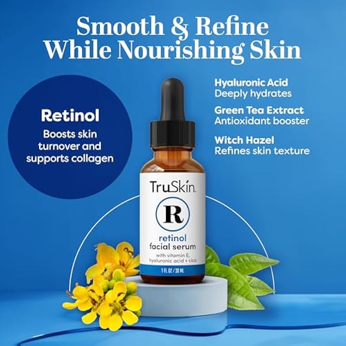 TruSkin Retinol Serum for Face – Gentle Anti-Aging Serum with Retinol, Hyaluronic Acid, Cica & Vitamin E for a More Youthful Feel – Skin Care Made to Improve Look of Fine Lines, Wrinkles, 1 fl oz - Image 2