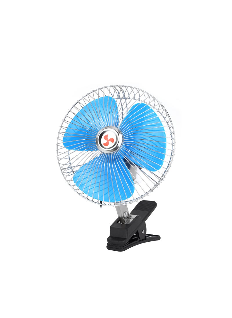 KRYPTON Krypton 8" Oscillating Car Fan | Clip and Use, with Oscillation Function/ 3 Blades, 1 Speed and Strong Wind/ Perfect for Road Trips, Long Commutes, Warm-Weather Driving | KNF6612, 2 Years Warranty, Blue  - Image 1