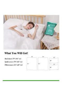 MIRFA Disposable Travel Bed Sheet Set With 1 Quilt Cover 1 Fitted Sheet And 2 Pillowcases (Double Bed)  - Image 1