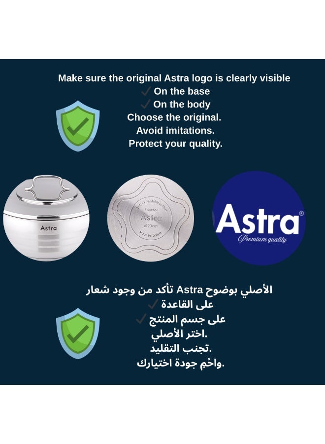 ASTRA Premium Low Casserole | 18/10 Stainless Steel Cookware | Induction Compatible | Heavy Capsule Bottom Pot - Image 3
