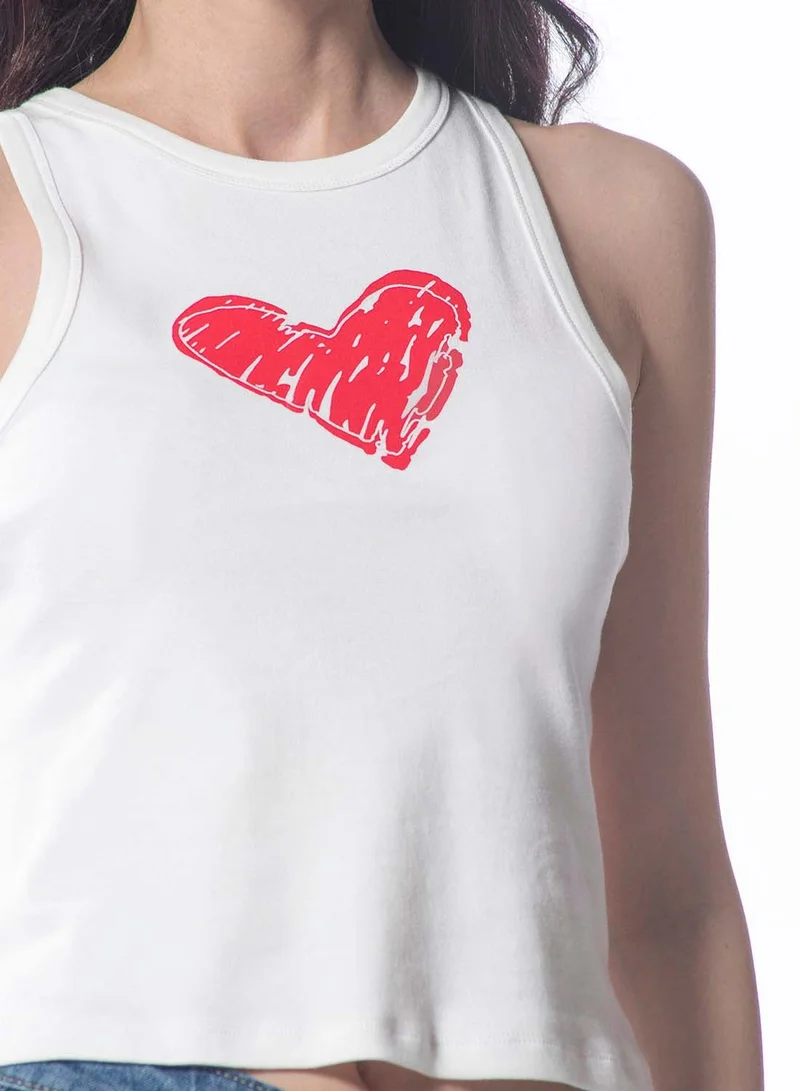 Virgio  VIRGIO 100% Cotton Chest Graphic Crop Tank Top  | Best Price UAE