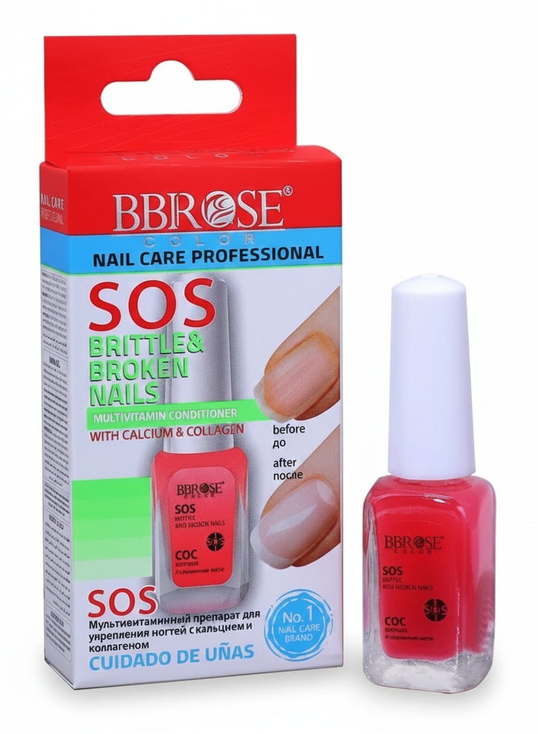 BBROSE SOS Nail Multivitamin Conditioner for Brittle & Broken Nails – With Calcium & Collagen – 14ml - Image 1