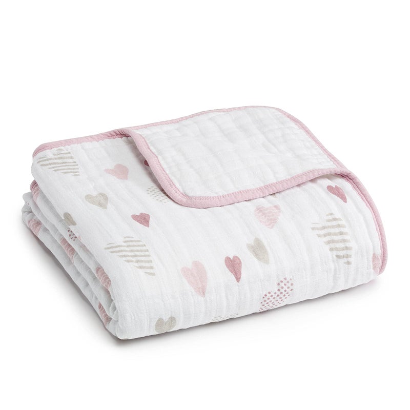 aden + anais Boutique Dream Blanket, Boutique Muslin Baby Blankets for Girls & Boys, Ideal Newborn Nursery & Crib Blanket, Unisex Toddler & Infant Bedding, Shower & Registry Gift, Heartbreaker