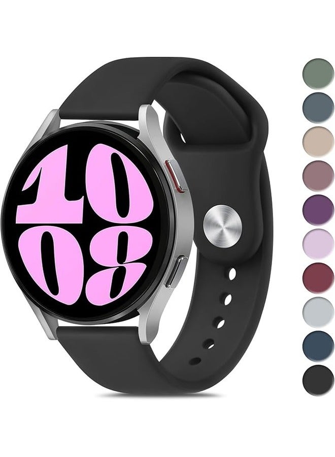ELTRAZONE Black Soft Silicone Sport Band for Samsung Galaxy Watch 6 (40mm/44mm) & Galaxy Watch 6 Classic (43mm/47mm) - 20mm Replacement Strap for Men and Women - Image 1
