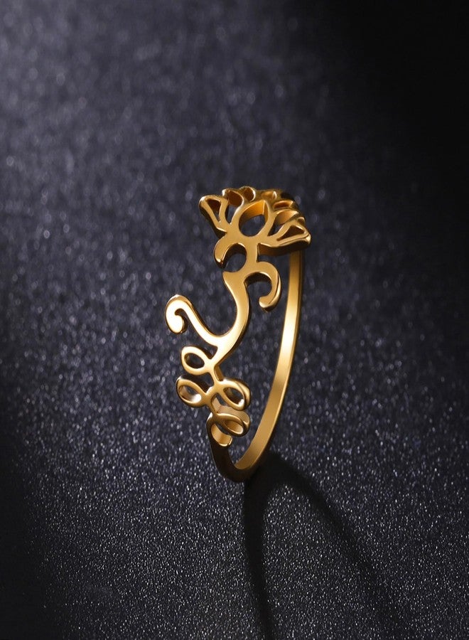UNIFT Lotus Flower Om Ring For Women Stainless Steel Dainty Om Aum Ohm Symbol Ring Yoga Jewelry Inspirational Gift, 7, Stainless Steel, No Gemstone - Image 4