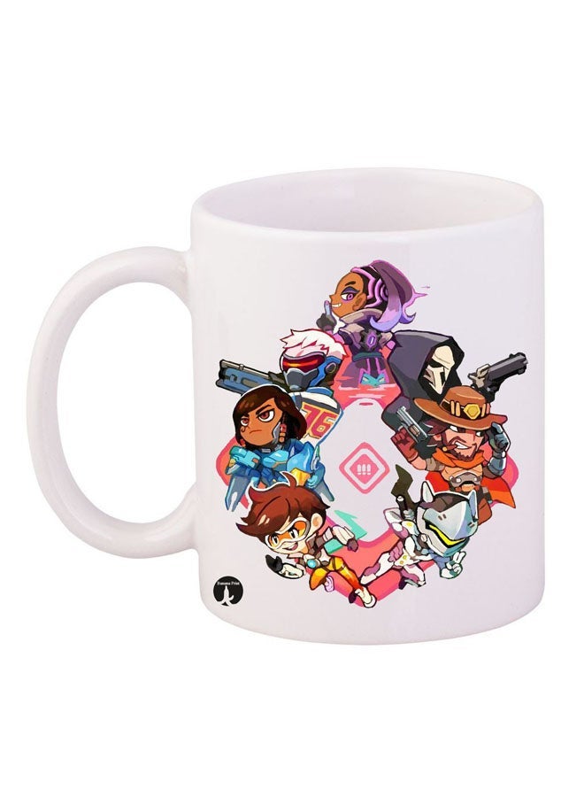 Overwatch Printed Coffee Mug White/Brown/Purple 11ounce
