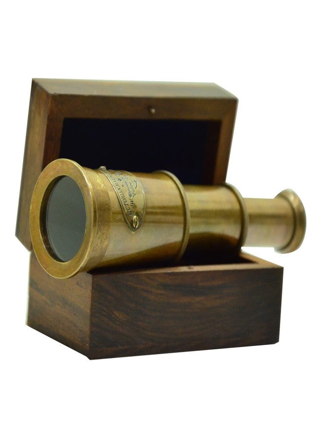 Blue Globe 6” Brass Spyglass Telescope with Wooden Box Best for Gift Vintage Monocular for Navigation Voyage View Watching Games Travel Hiking Hunting, Nautical Décor Export - Image 4