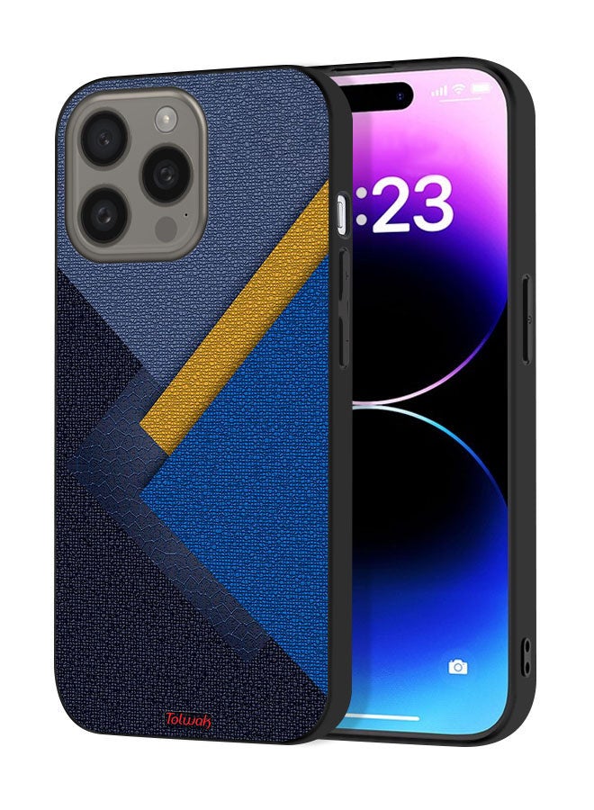 Tolwak Apple iPhone 15 Pro Max Protective Case Cover Triangles Leather Shades Pattern - Image 1