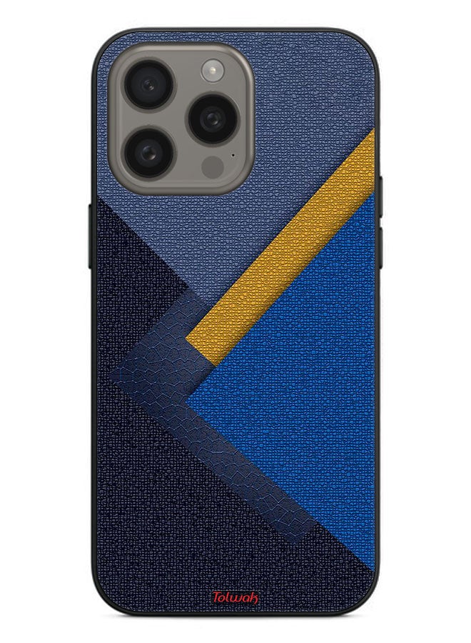 Tolwak Apple iPhone 15 Pro Max Protective Case Cover Triangles Leather Shades Pattern - Image 2