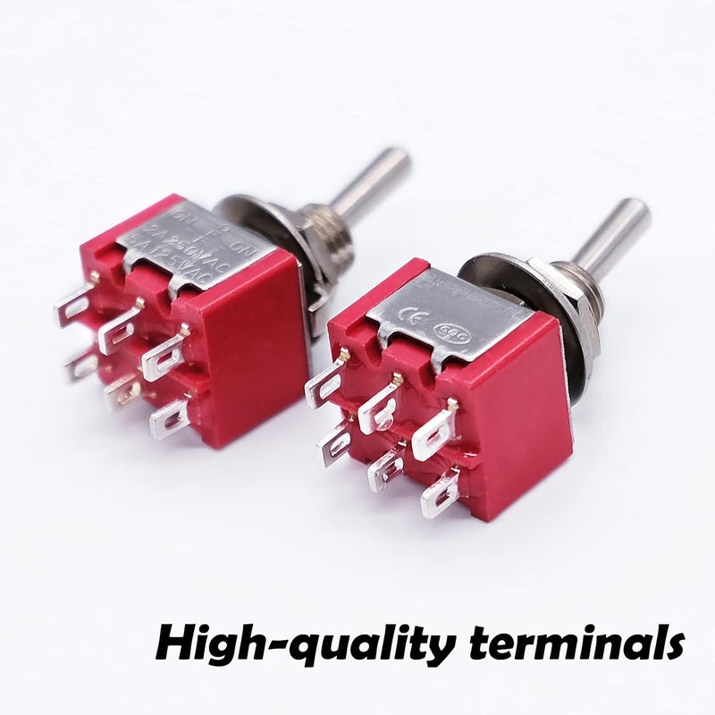 mxuteuk 8 قطع 6 طرف 3 وضعية مفتاح تبديل مصغر DPDT ON/Off/ON لوحة القيادة في السيارة 5A 125V 2A 250V MTS-203 - Image 4