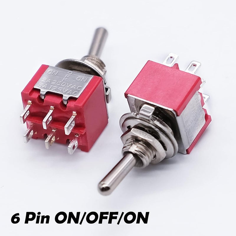 mxuteuk 8 قطع 6 طرف 3 وضعية مفتاح تبديل مصغر DPDT ON/Off/ON لوحة القيادة في السيارة 5A 125V 2A 250V MTS-203 - Image 3