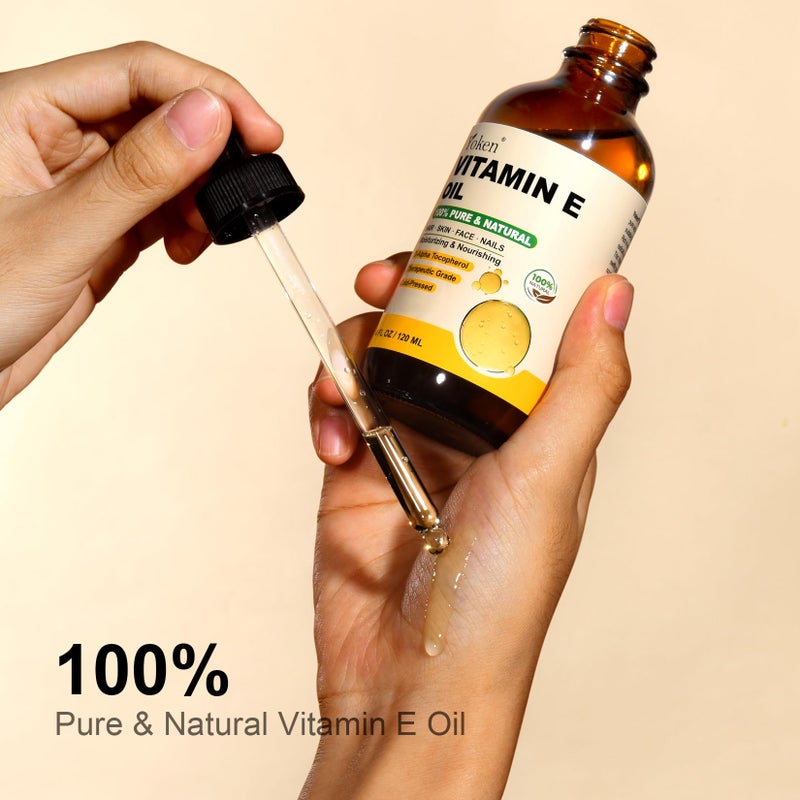 Yoken Vitamin E Oil 4 Oz Vitamin E oil for Skin Vitamine oils for Face Perfect Bath and Body Oil Cold Pressed Hexane Free Formula - Image 3