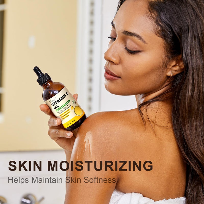 Yoken Vitamin E Oil 4 Oz Vitamin E oil for Skin Vitamine oils for Face Perfect Bath and Body Oil Cold Pressed Hexane Free Formula - Image 4