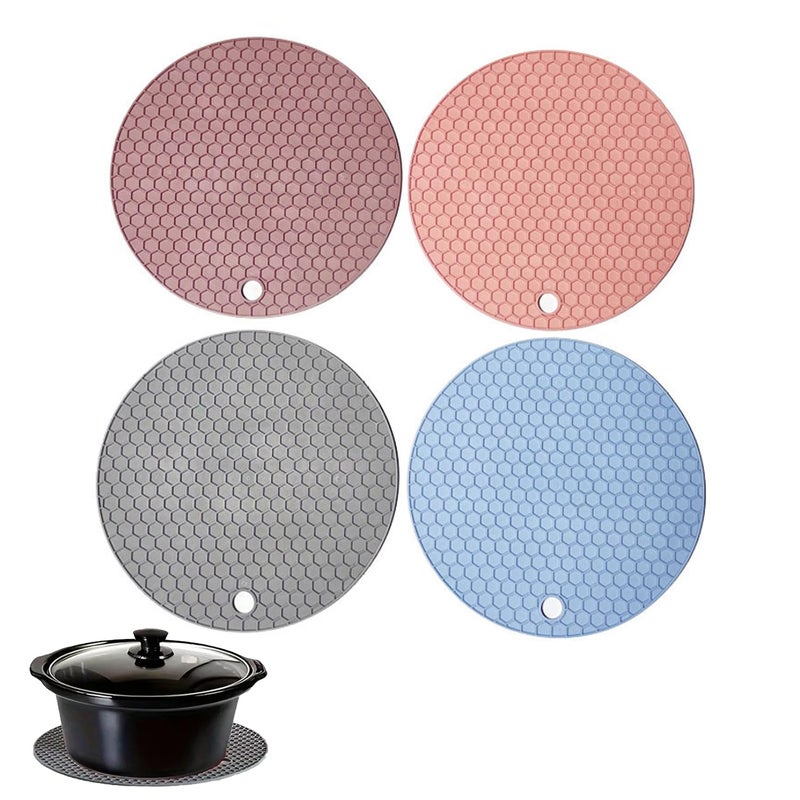 Homeaura Silicone Mats for Kitchen Counter Heat Resistant Mats for Dining Table Set of 4 Trivets for Hot Pots NonSlip Silicone Mat for Kitchen Perfect for Hot Dishes and Cookware Protection - Image 1