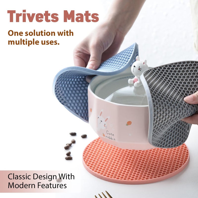 Homeaura Silicone Mats for Kitchen Counter Heat Resistant Mats for Dining Table Set of 4 Trivets for Hot Pots NonSlip Silicone Mat for Kitchen Perfect for Hot Dishes and Cookware Protection - Image 4