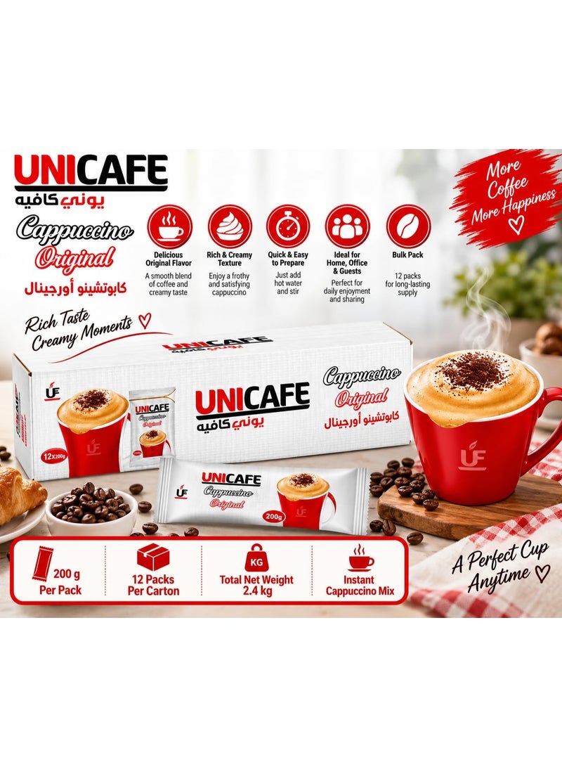 uni_caf Uni Cafe Original Cappuccino 200g x 12 Packs | Instant Coffee Drink | Original Flavor | Value Pack - Image 5