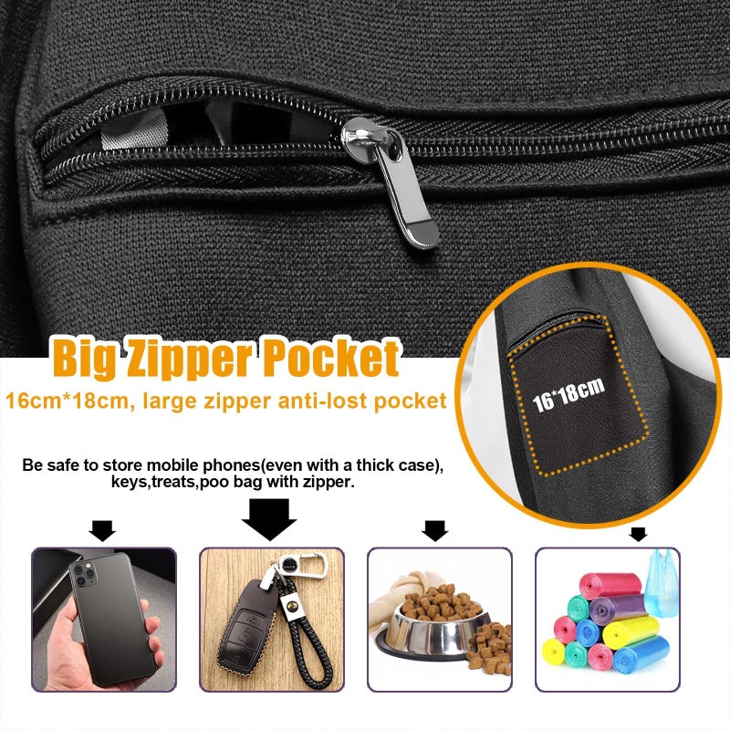 Tomkas Small Dog Sling Carrier - Zipper Pocket & Classic Strap - for 3-10 lbs Pets(Black) - Image 5