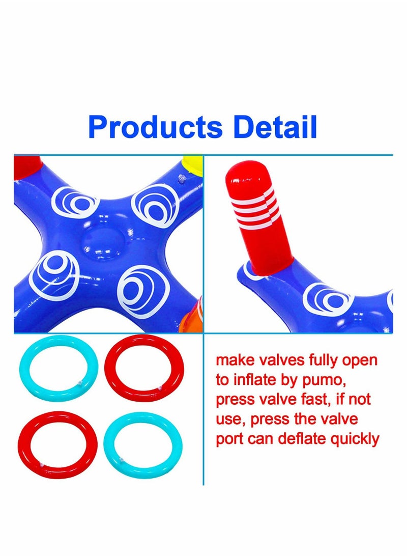 KASTWAVE - KASTWAVE Inflatable Pool Ring Toss Game Toys Floating Swimming with 4 Pcs Rings for Multiplayer Water Kid Family Fun Beach Floats Cross - Image 1
