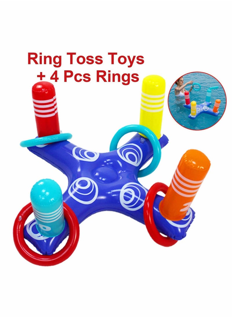 KASTWAVE - KASTWAVE Inflatable Pool Ring Toss Game Toys Floating Swimming with 4 Pcs Rings for Multiplayer Water Kid Family Fun Beach Floats Cross - Image 1