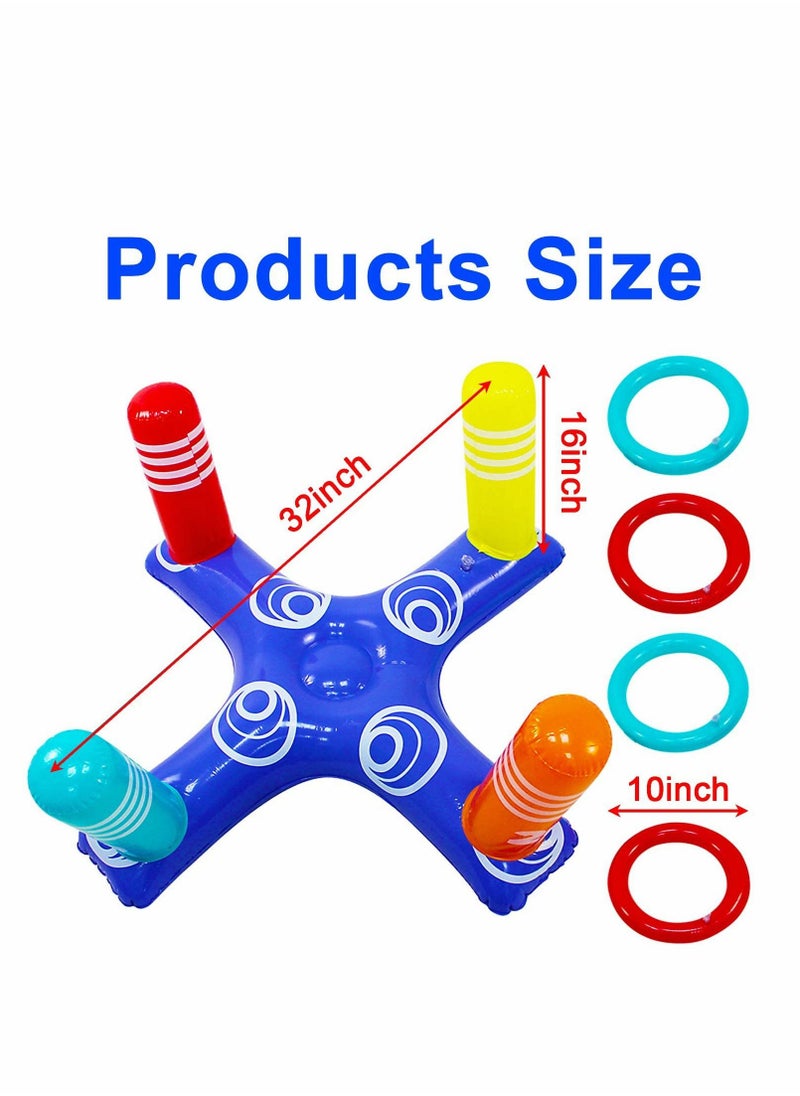 KASTWAVE - KASTWAVE Inflatable Pool Ring Toss Game Toys Floating Swimming with 4 Pcs Rings for Multiplayer Water Kid Family Fun Beach Floats Cross - Image 1