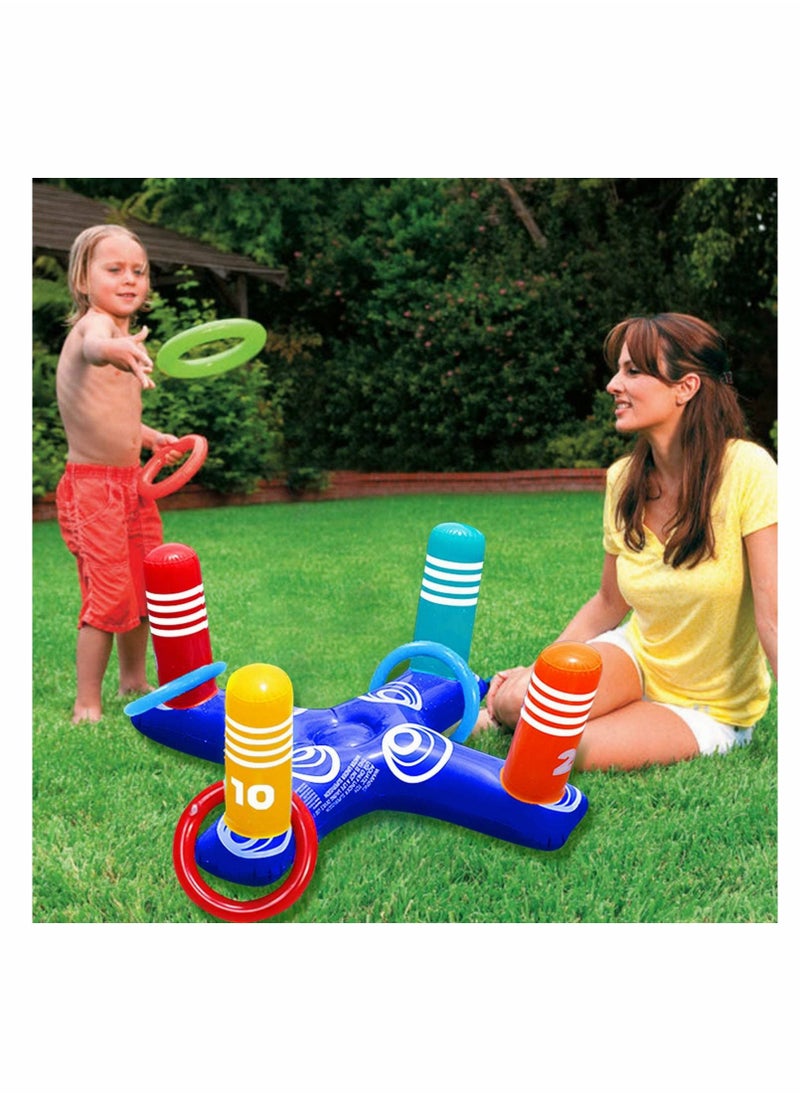 KASTWAVE - KASTWAVE Inflatable Pool Ring Toss Game Toys Floating Swimming with 4 Pcs Rings for Multiplayer Water Kid Family Fun Beach Floats Cross - Image 1