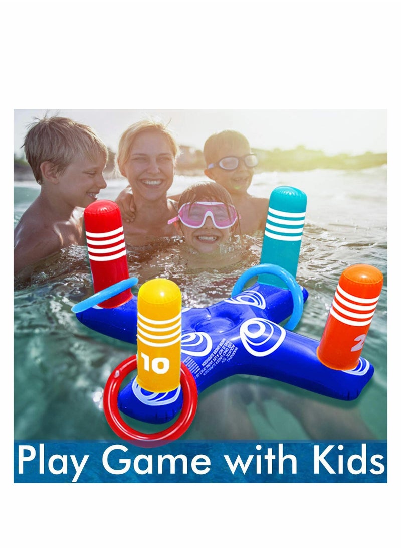 KASTWAVE - KASTWAVE Inflatable Pool Ring Toss Game Toys Floating Swimming with 4 Pcs Rings for Multiplayer Water Kid Family Fun Beach Floats Cross - Image 1