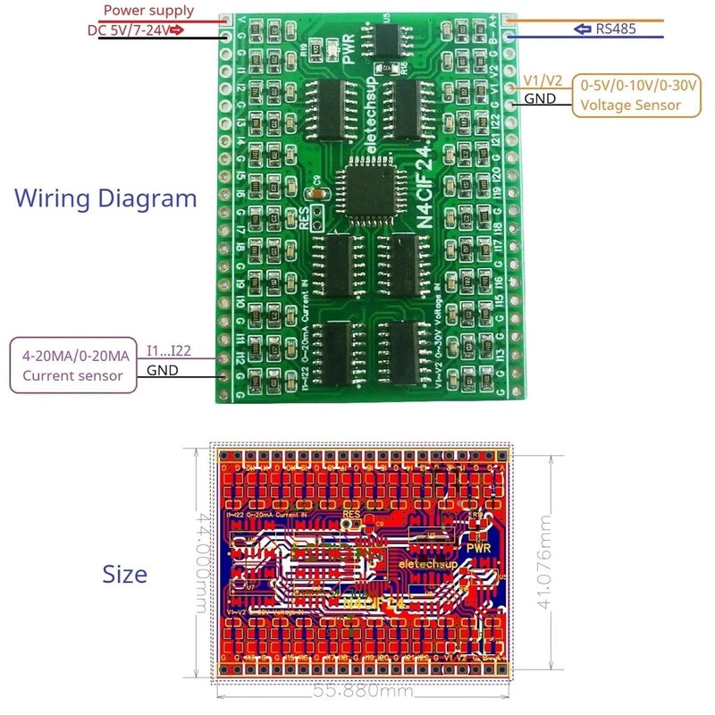 DC 5V 24CH Current Voltage To RS485 Converter 4 20MA ADC For SCADA DCS PLC HMI - Image 4