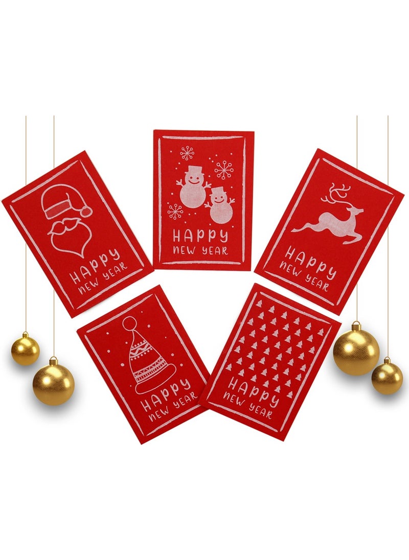 Repro Design 10X14 cm New Year Themed 5 Pieces Greeting Card Model-6 Happy New Year  - Image 1